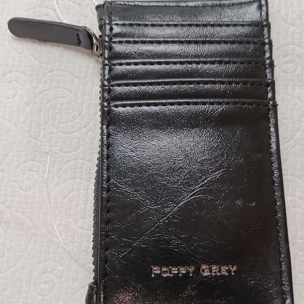 POPPY GREY Black Napa Quilted Faux Patent Leather